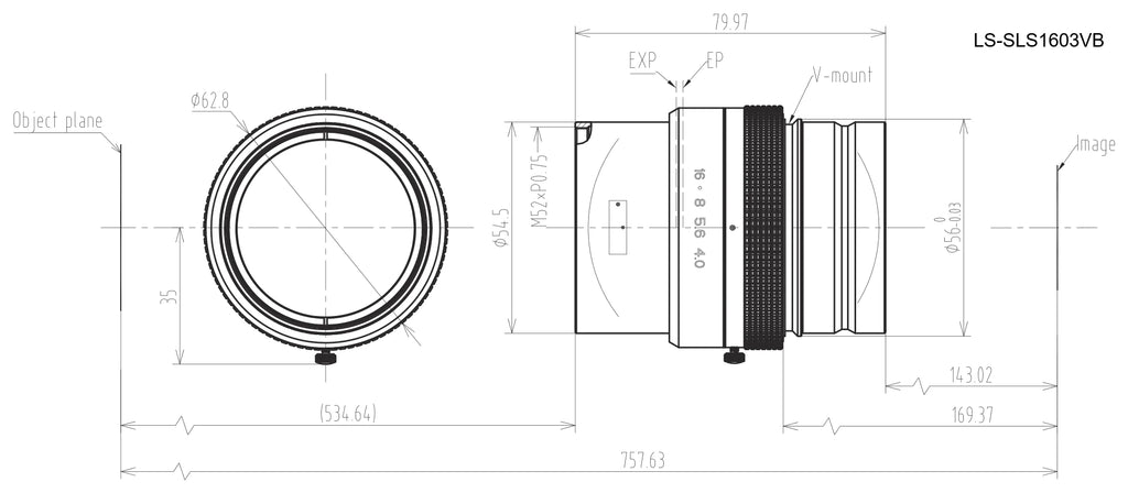 LS-SLS1603VB dimensions (mm)