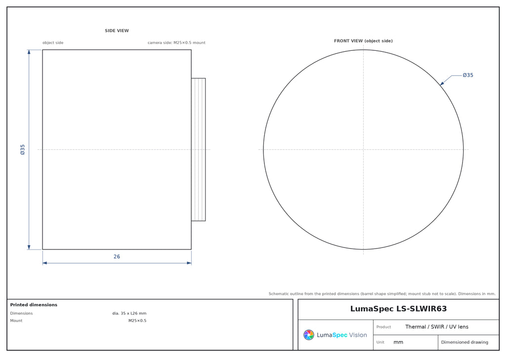 LS-SLWIR63 dimensions (mm)