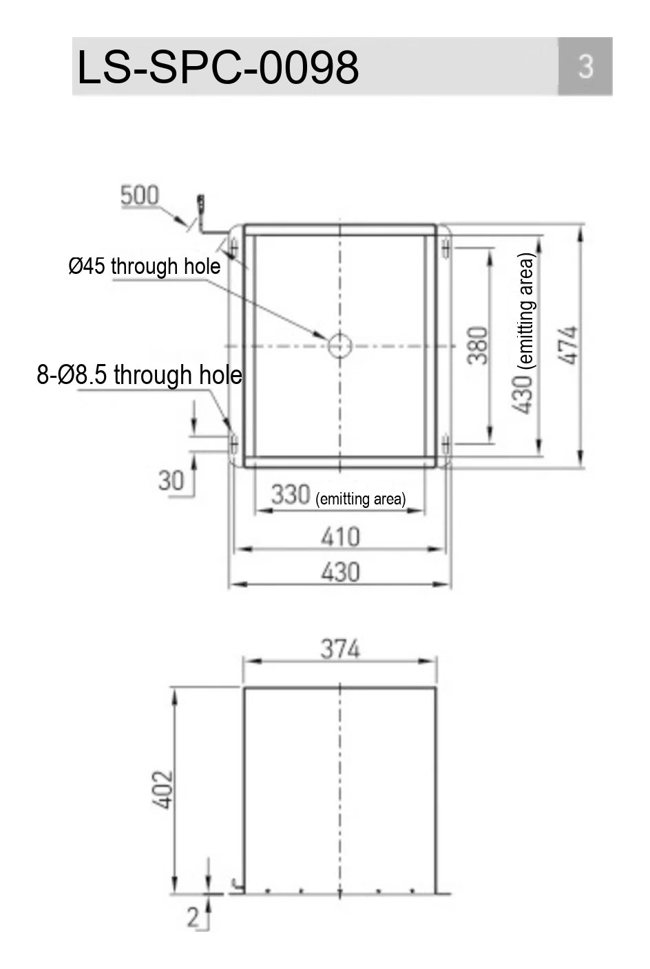 LS-SPC-0098 dimensions (mm)