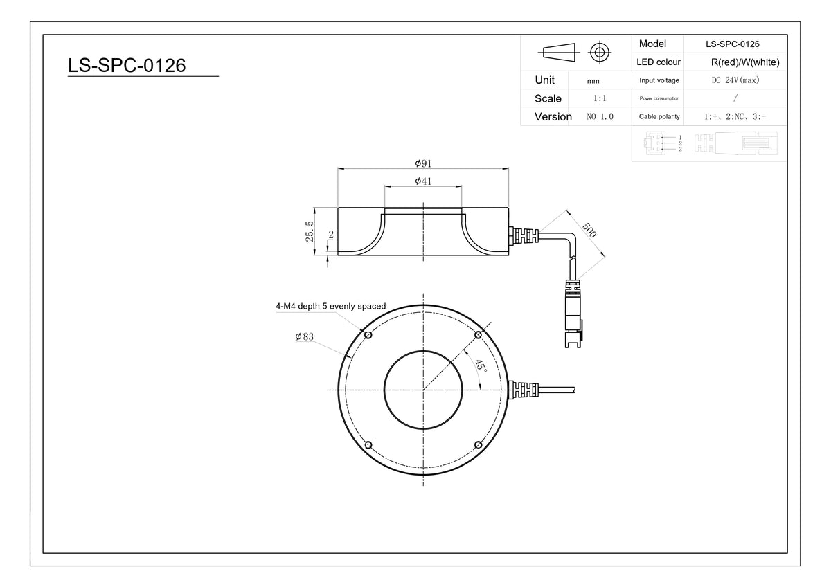 LS-SPC-0126 dimensions (mm)