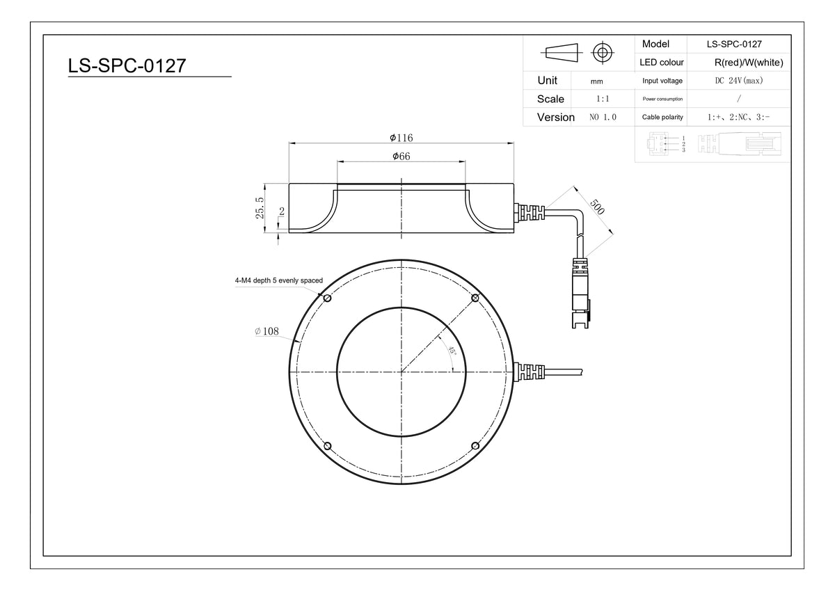 LS-SPC-0127 dimensions (mm)