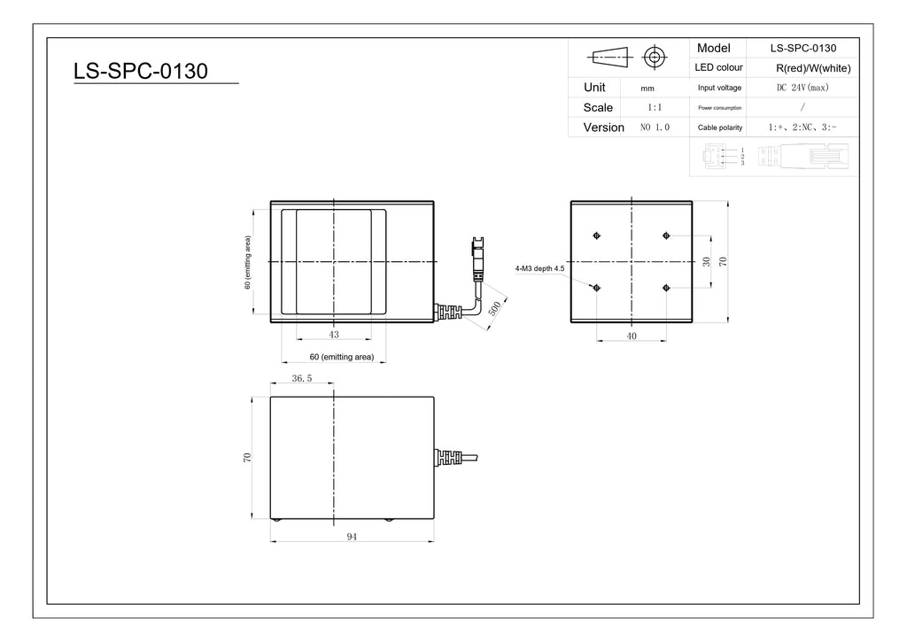 LS-SPC-0130 dimensions (mm)