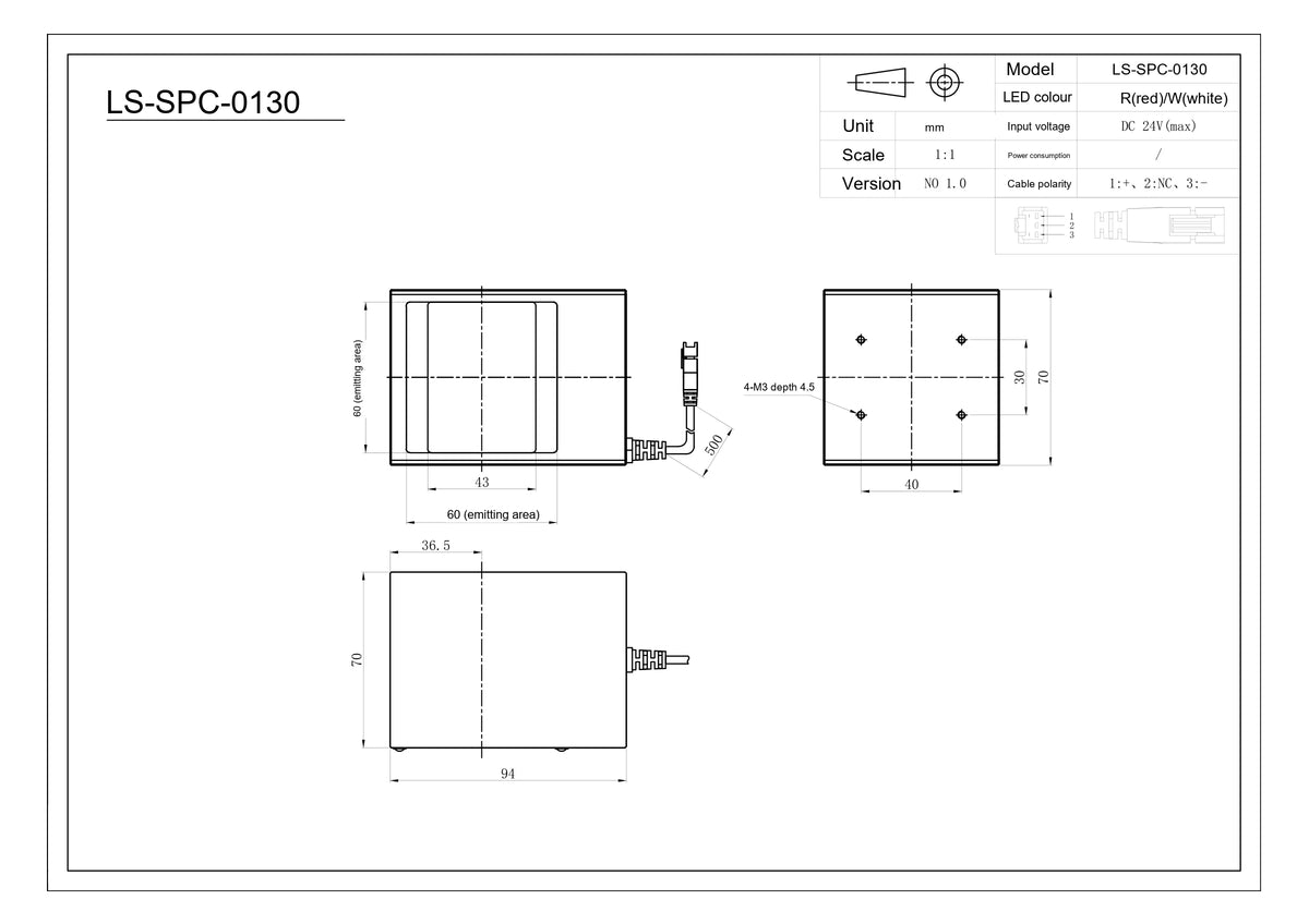 LS-SPC-0130 dimensions (mm)