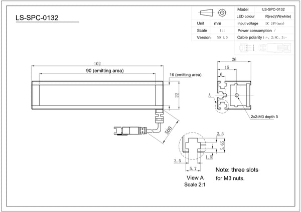 High power strobe light, 102 x 22 x 26 mm