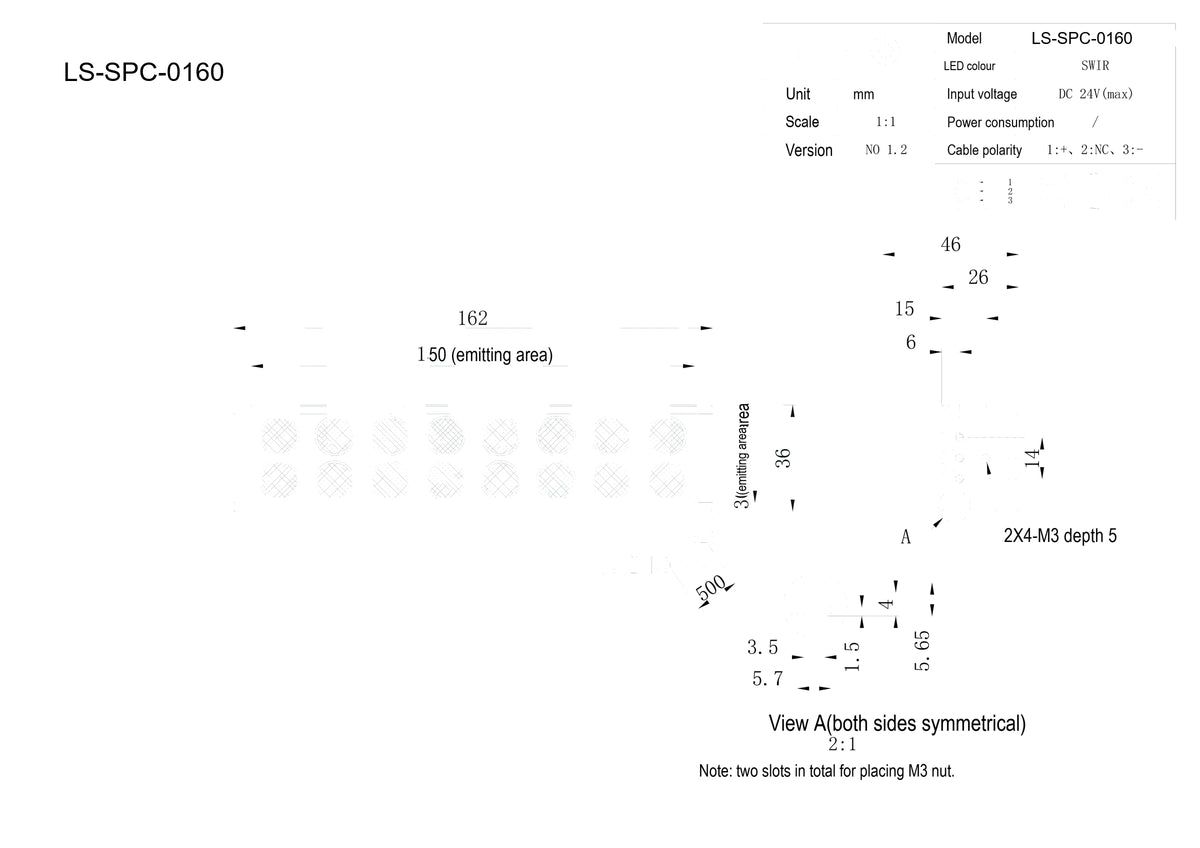 LS-SPC-0160 dimensions (mm)