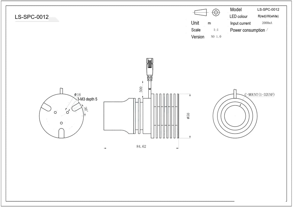 LS-SPC-0012 dimensions (mm)