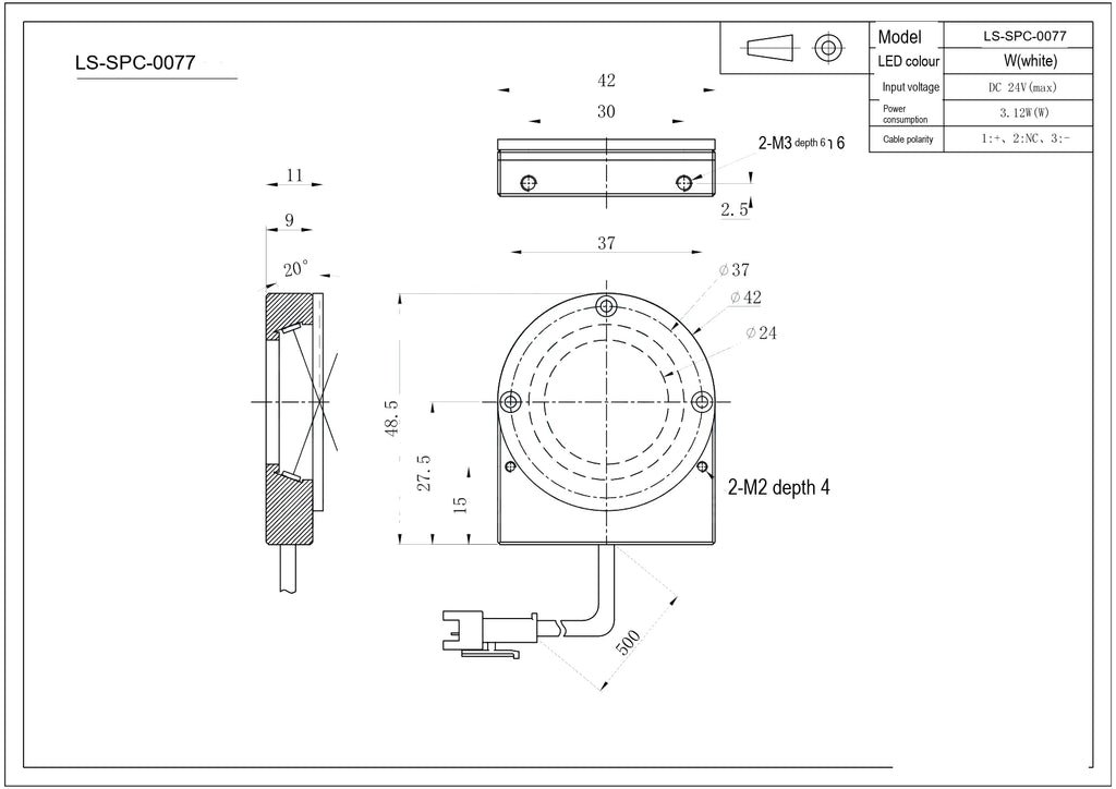 LS-SPC-0077 dimensions (mm)
