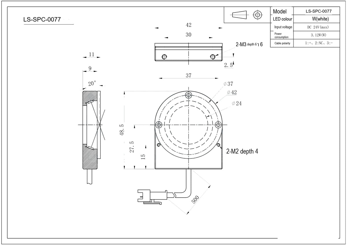 LS-SPC-0077 dimensions (mm)