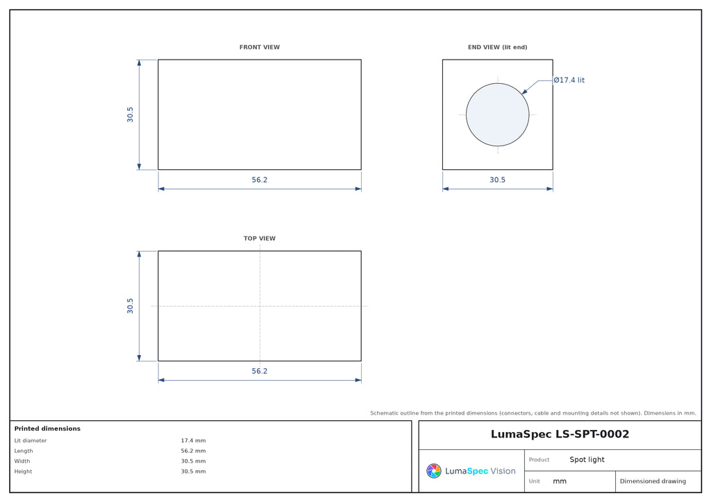 LS-SPT-0002 dimensions (mm)