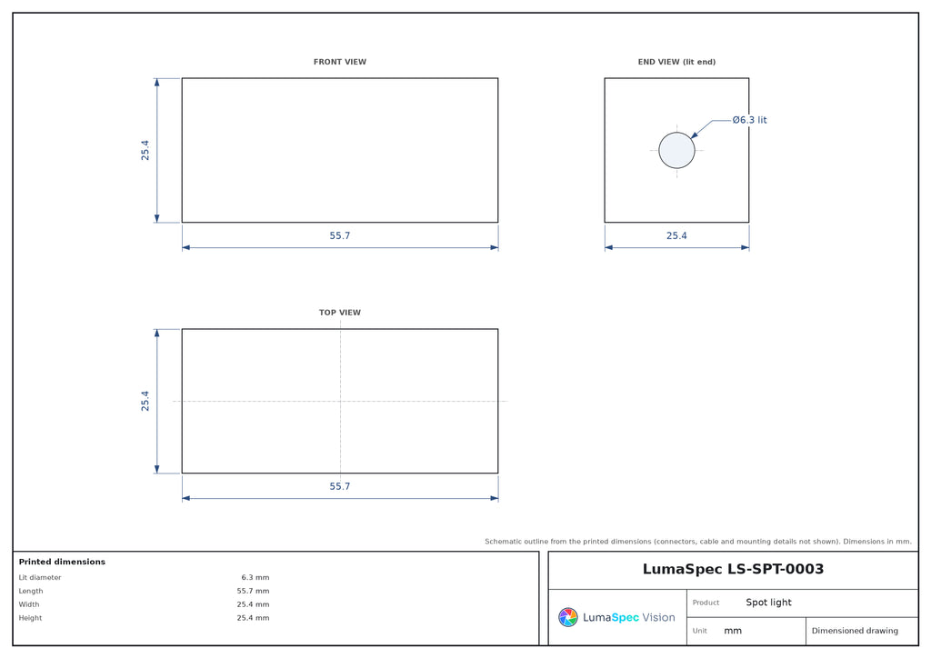 LS-SPT-0003 dimensions (mm)