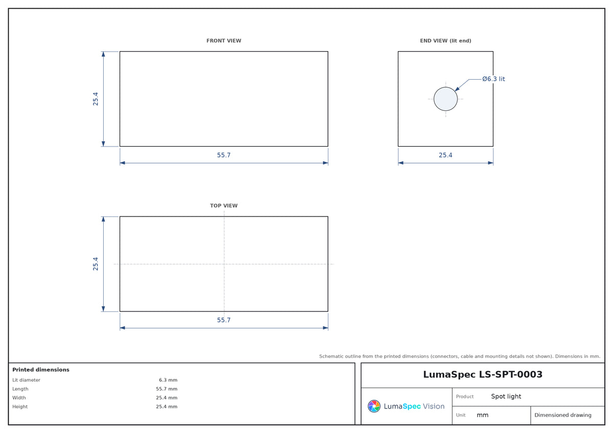 LS-SPT-0003 dimensions (mm)