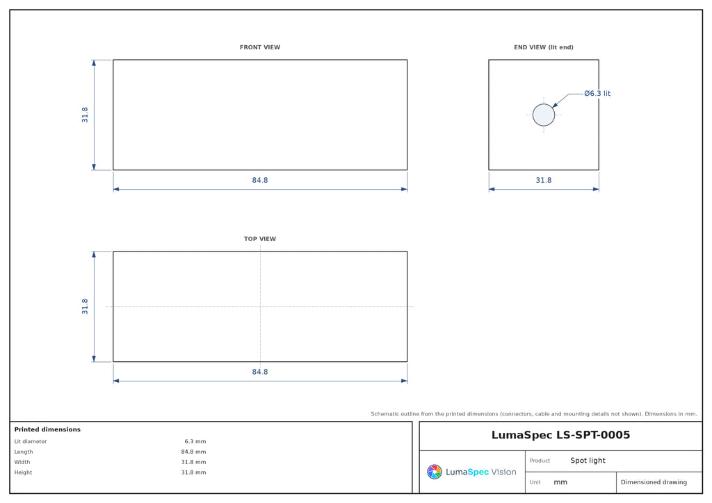 LS-SPT-0005 dimensions (mm)