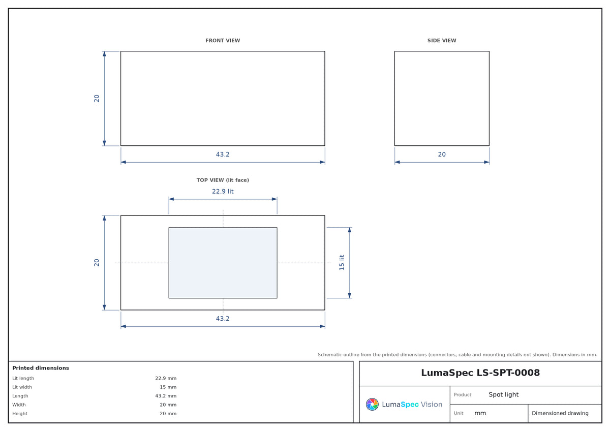 LS-SPT-0008 dimensions (mm)