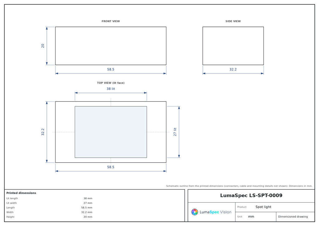 LS-SPT-0009 dimensions (mm)