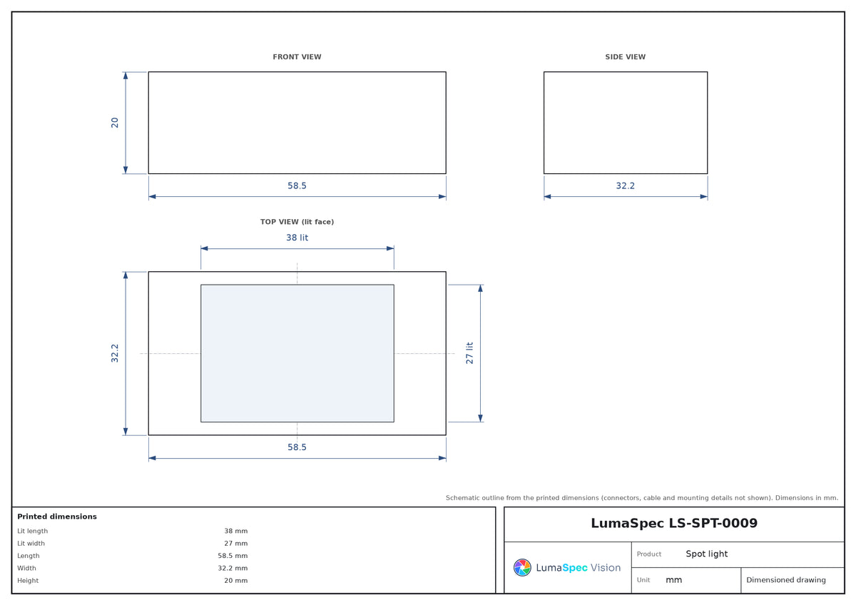 LS-SPT-0009 dimensions (mm)