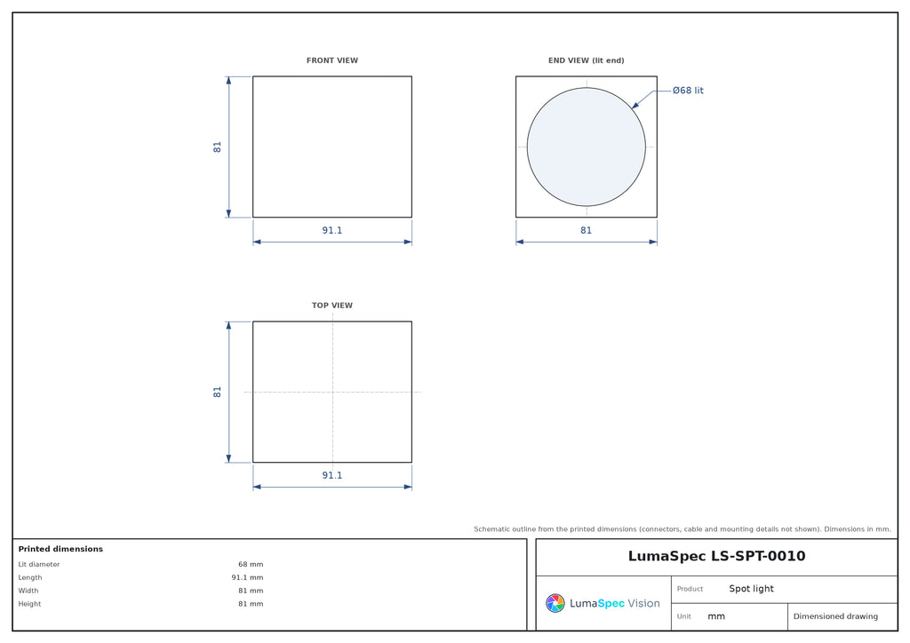 LS-SPT-0010 dimensions (mm)