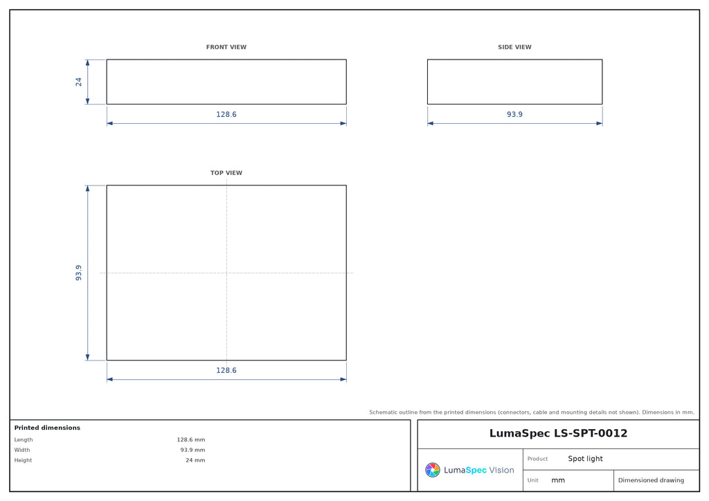LS-SPT-0012 dimensions (mm)