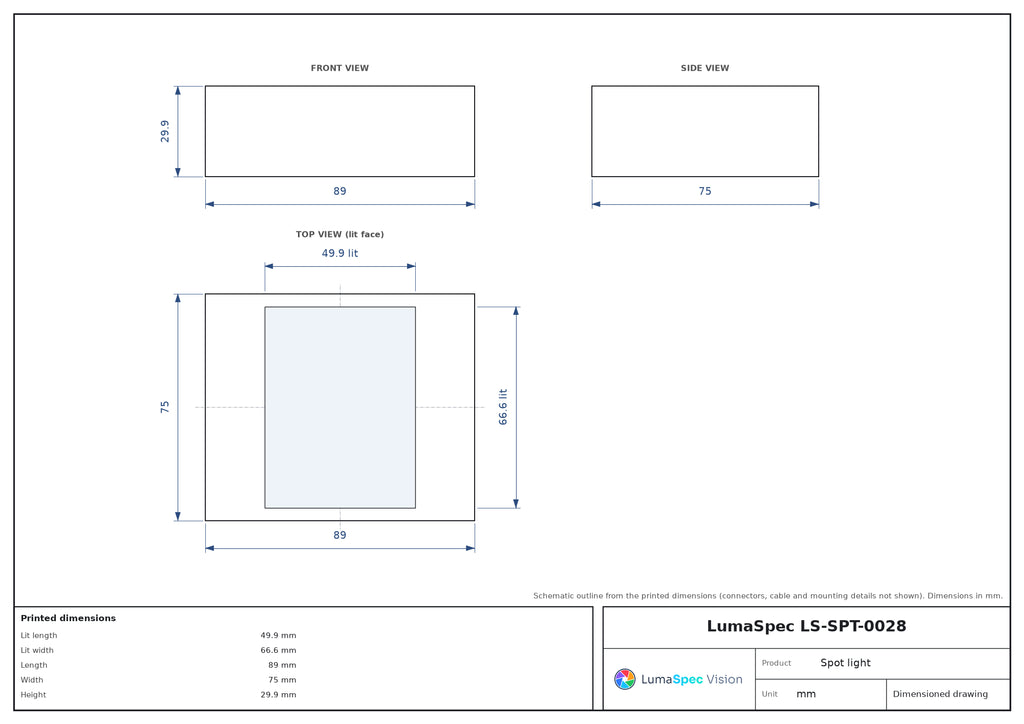 LS-SPT-0028 dimensions (mm)