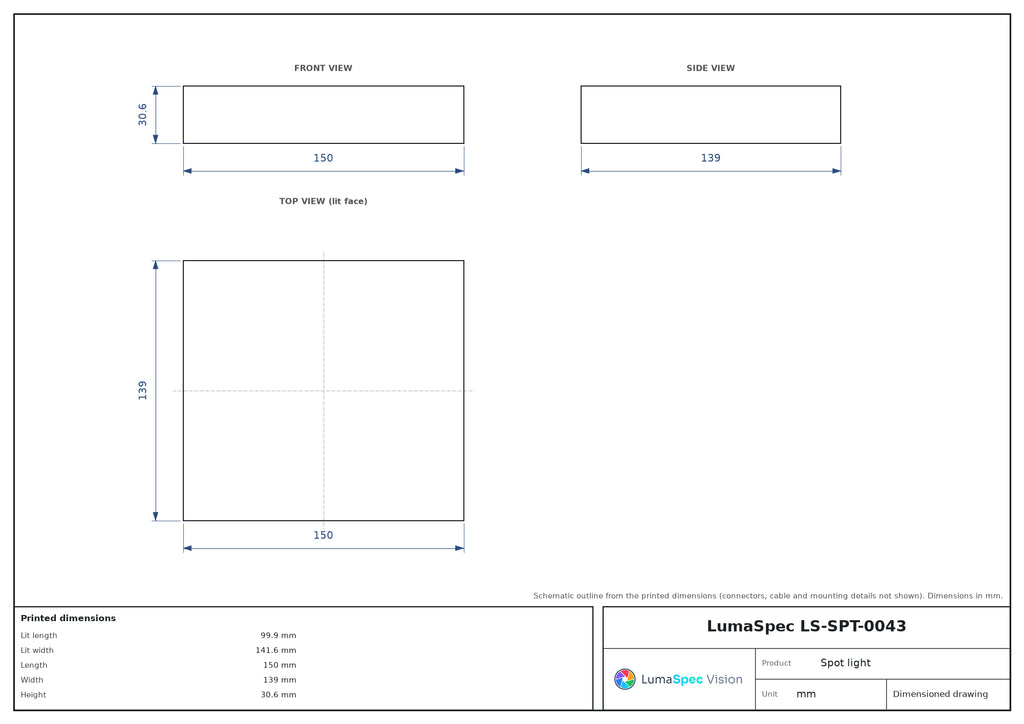 LS-SPT-0043 dimensions (mm)