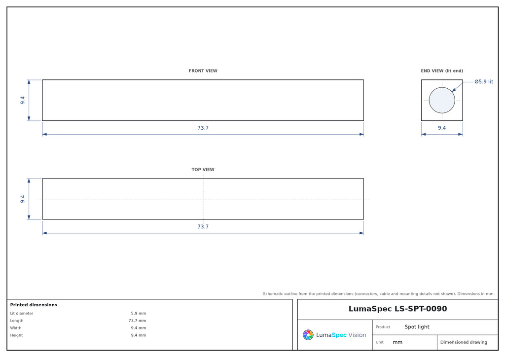 LS-SPT-0090 dimensions (mm)