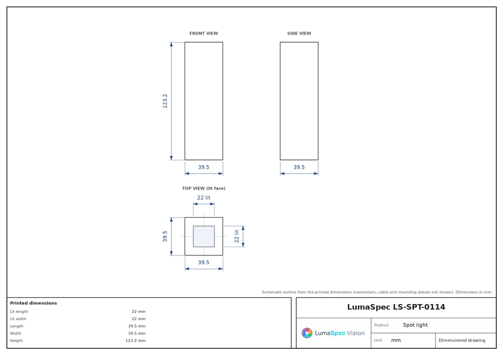 LS-SPT-0114 dimensions (mm)