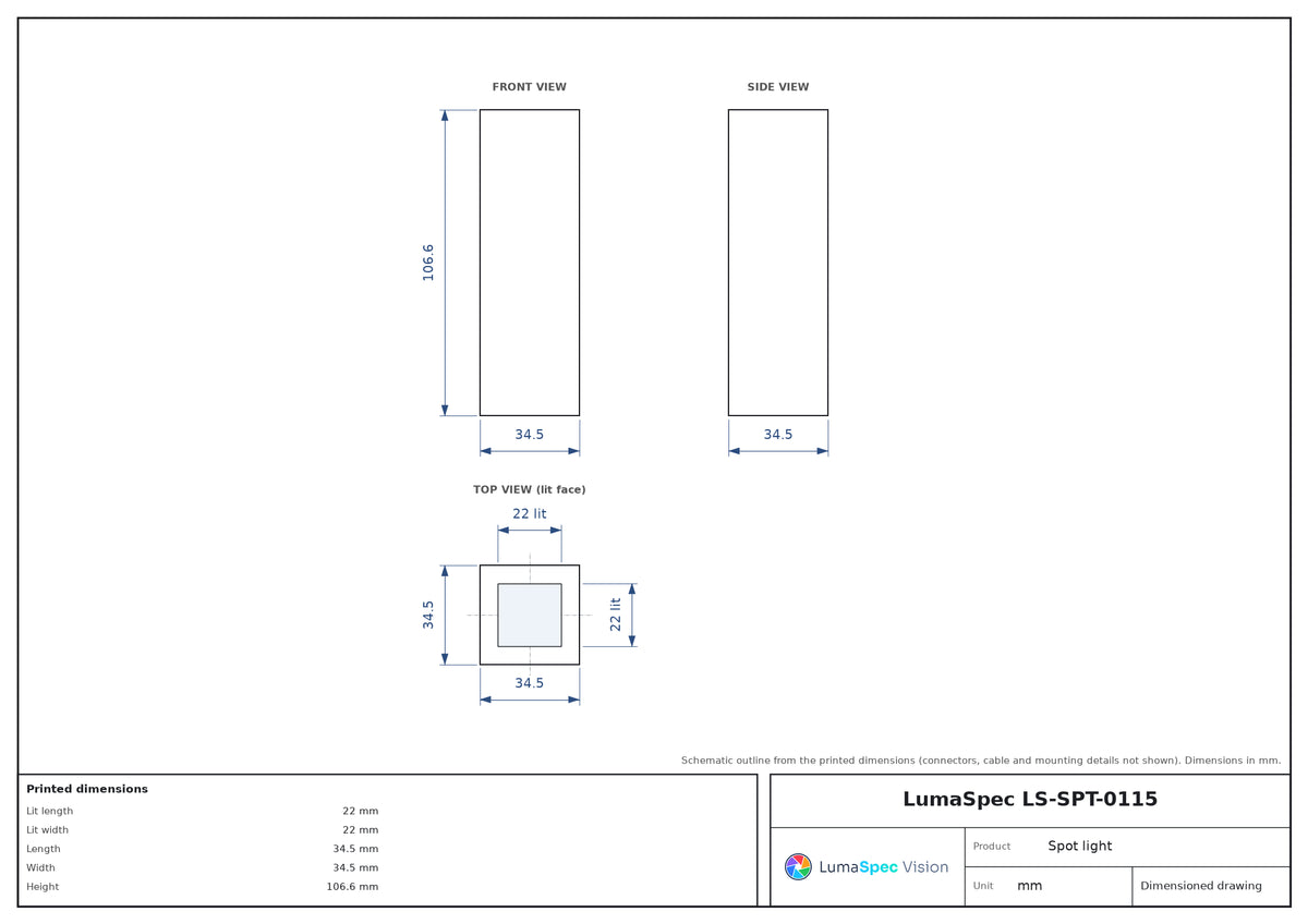 LS-SPT-0115 dimensions (mm)