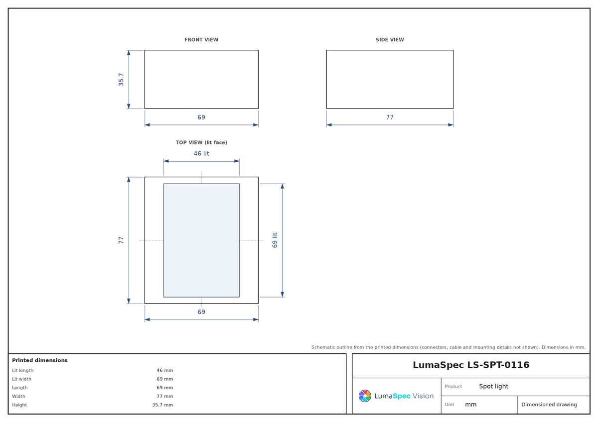 LS-SPT-0116 dimensions (mm)