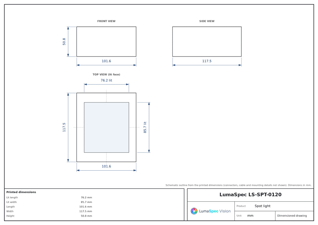 LS-SPT-0120 dimensions (mm)