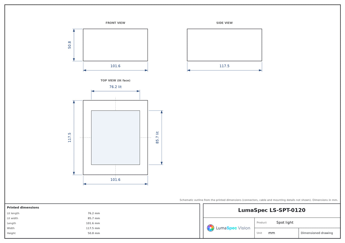 LS-SPT-0120 dimensions (mm)