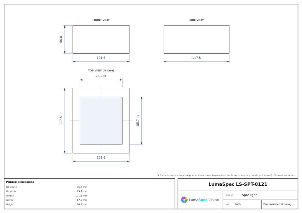 LS-SPT-0121 dimensions (mm)