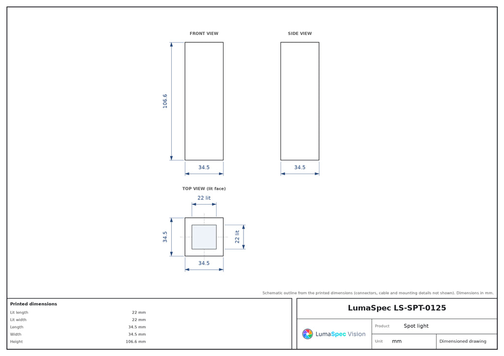 LS-SPT-0125 dimensions (mm)