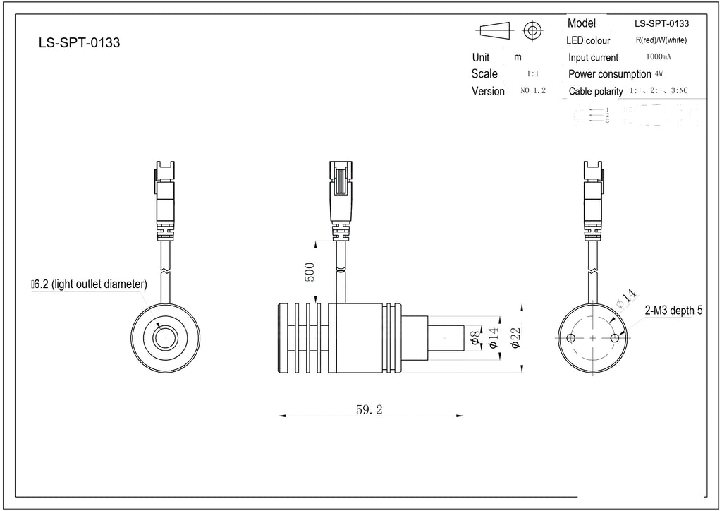 LS-SPT-0133 dimensions (mm)
