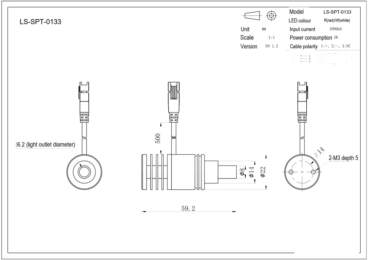 LS-SPT-0133 dimensions (mm)