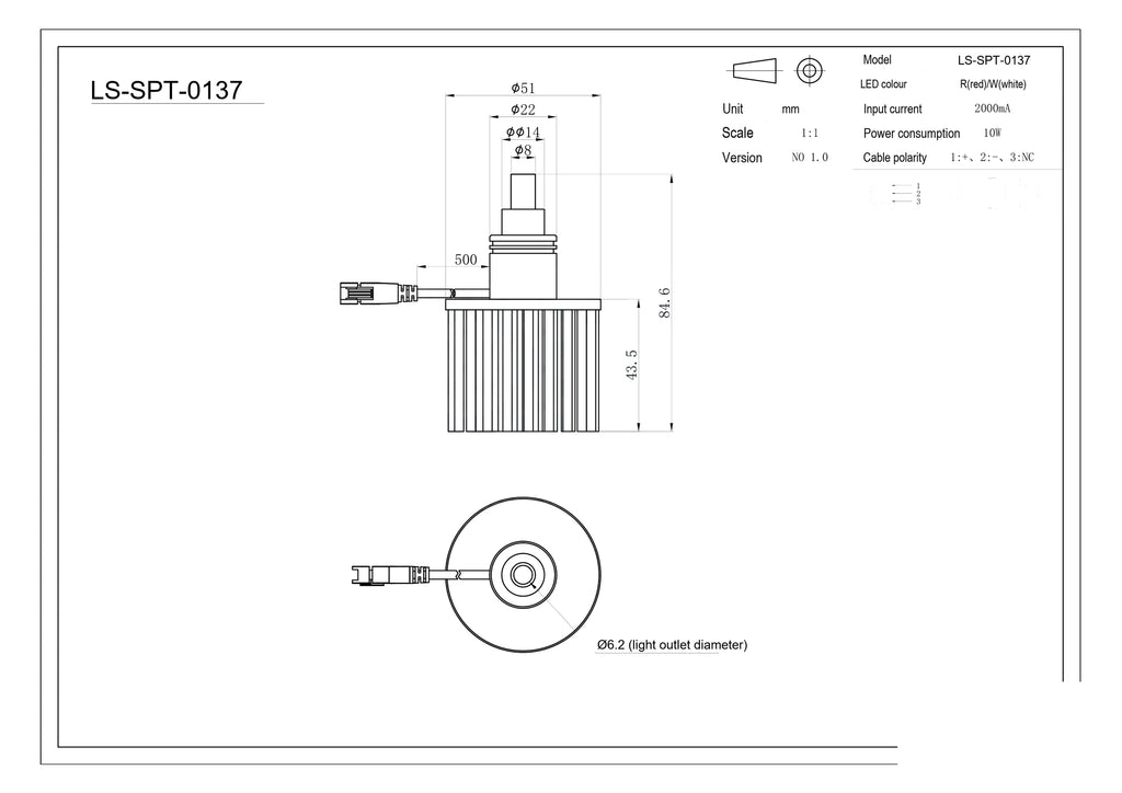 LS-SPT-0137 dimensions (mm)