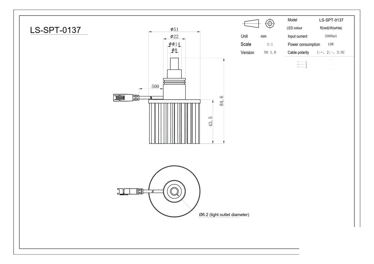 LS-SPT-0137 dimensions (mm)