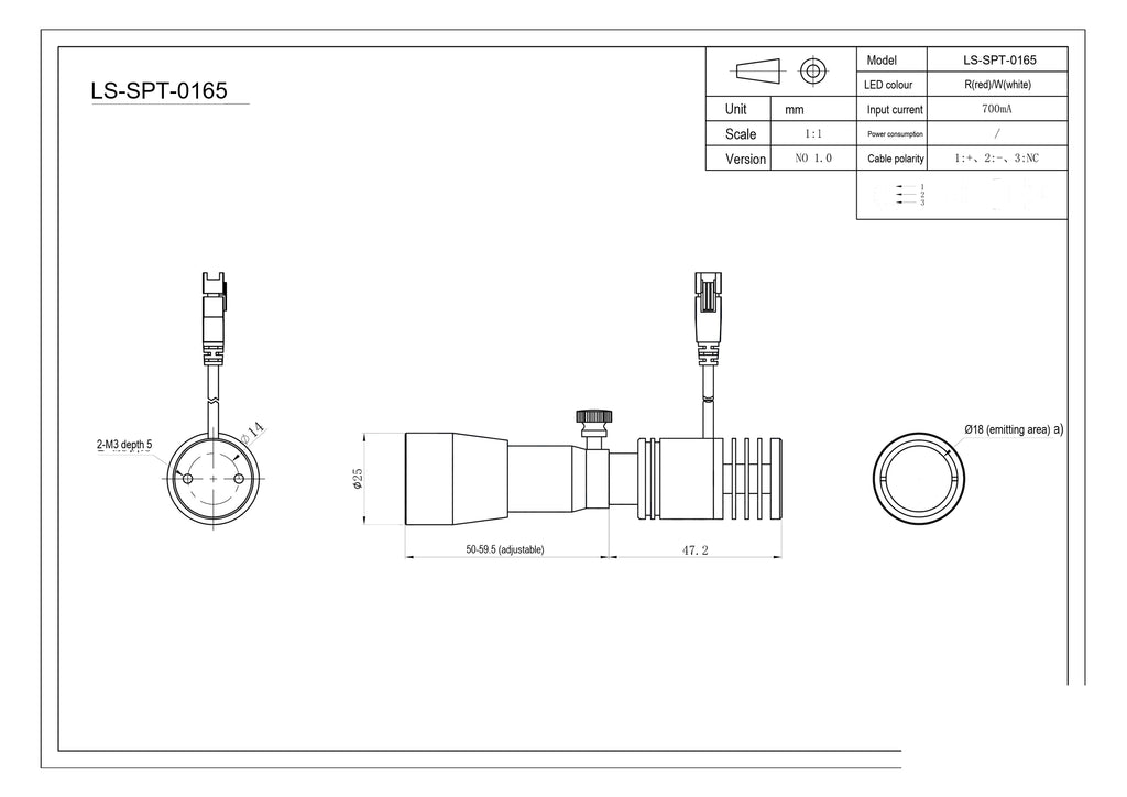 LS-SPT-0165 dimensions (mm)