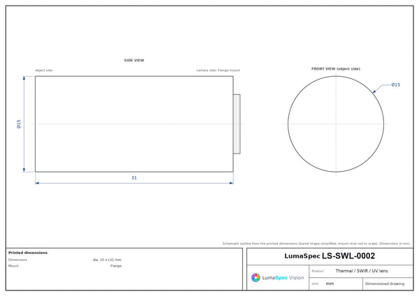 28 mm, F2.8, Flange-mount LWIR thermal lens