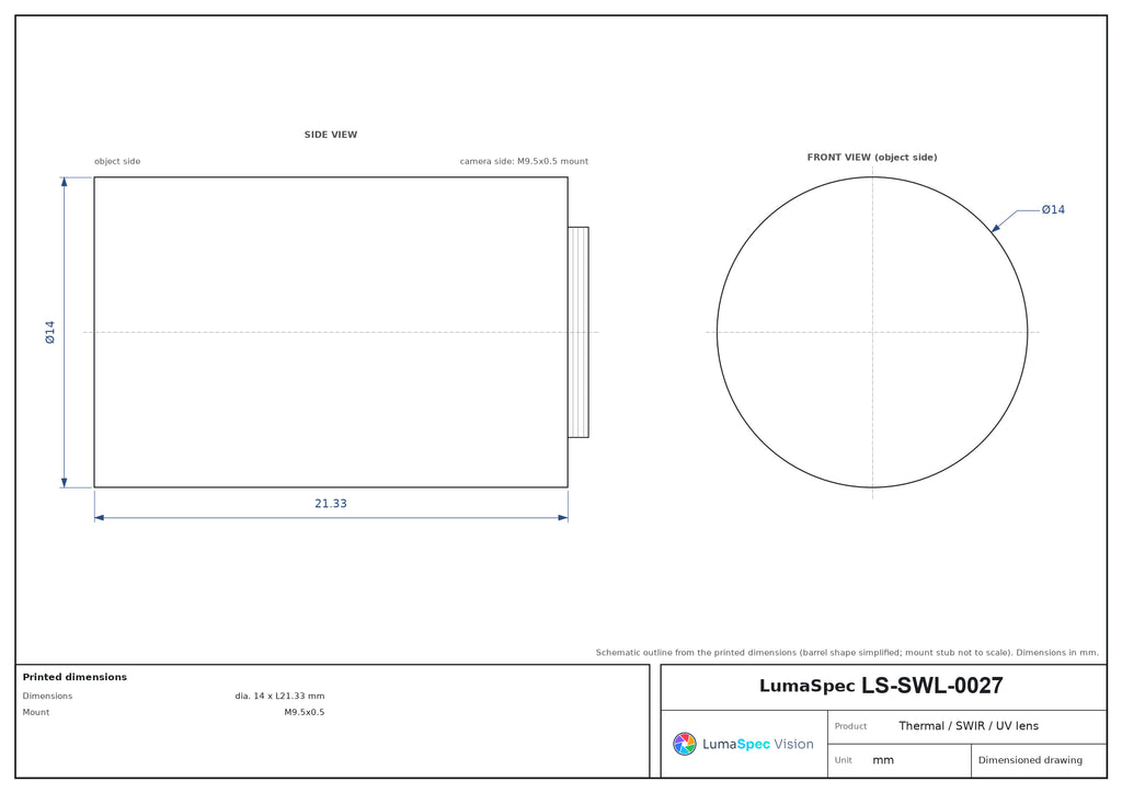 LS-SWL-0027 dimensions (mm)