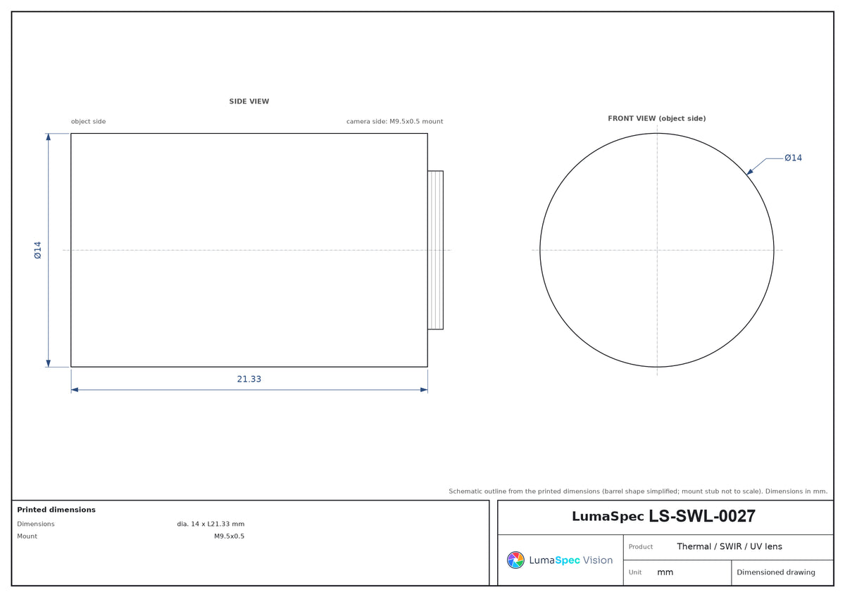 LS-SWL-0027 dimensions (mm)