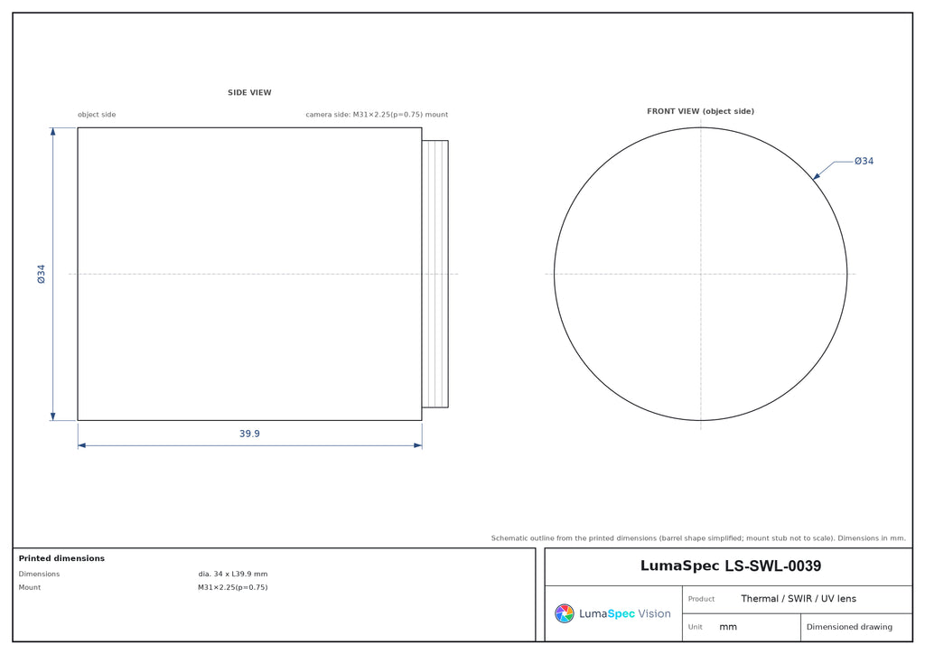 LS-SWL-0039 dimensions (mm)