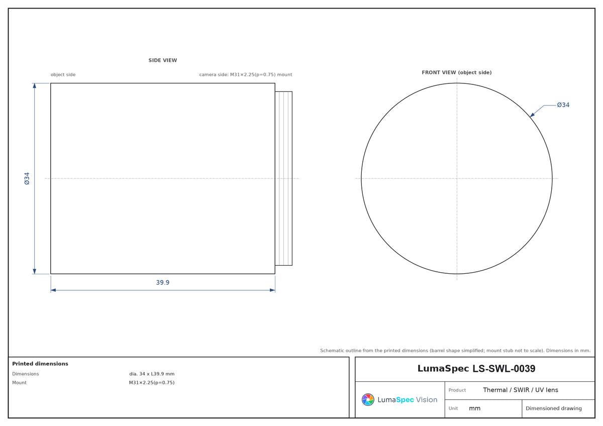 LS-SWL-0039 dimensions (mm)