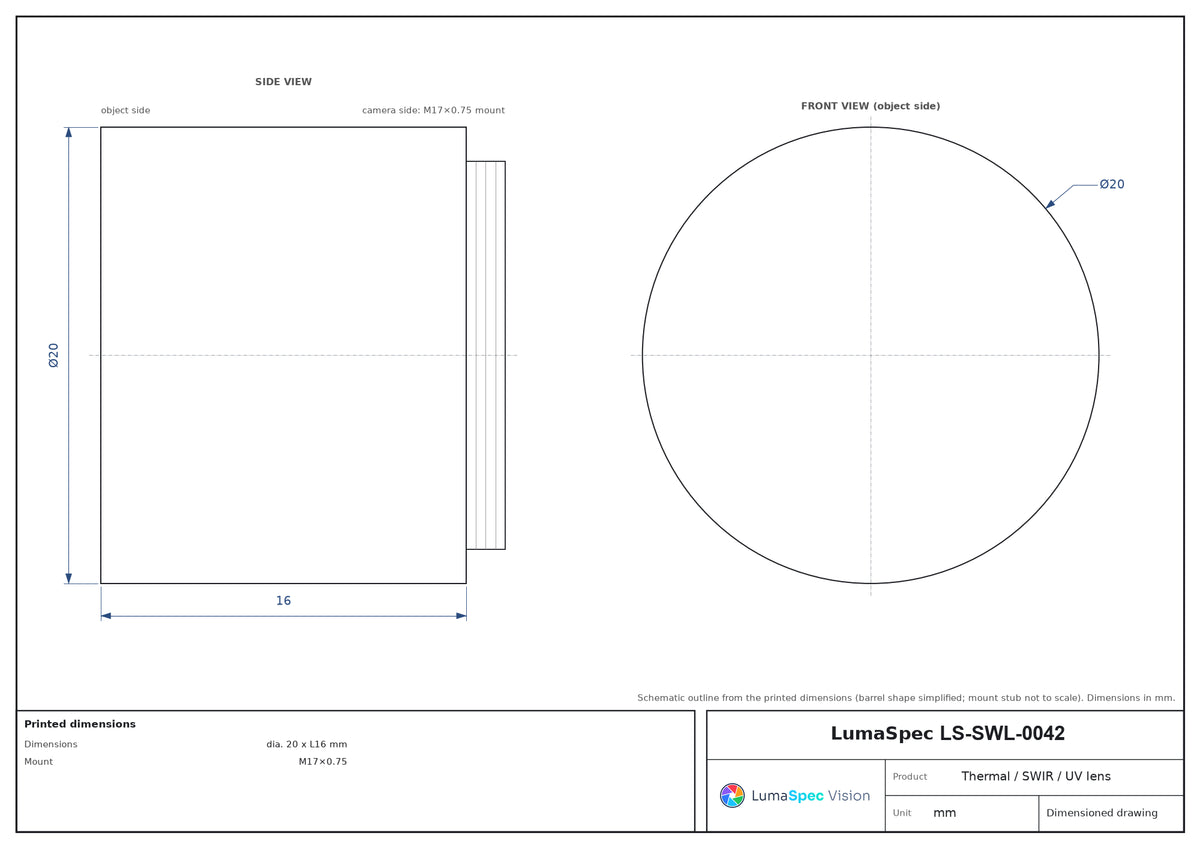 LS-SWL-0042 dimensions (mm)