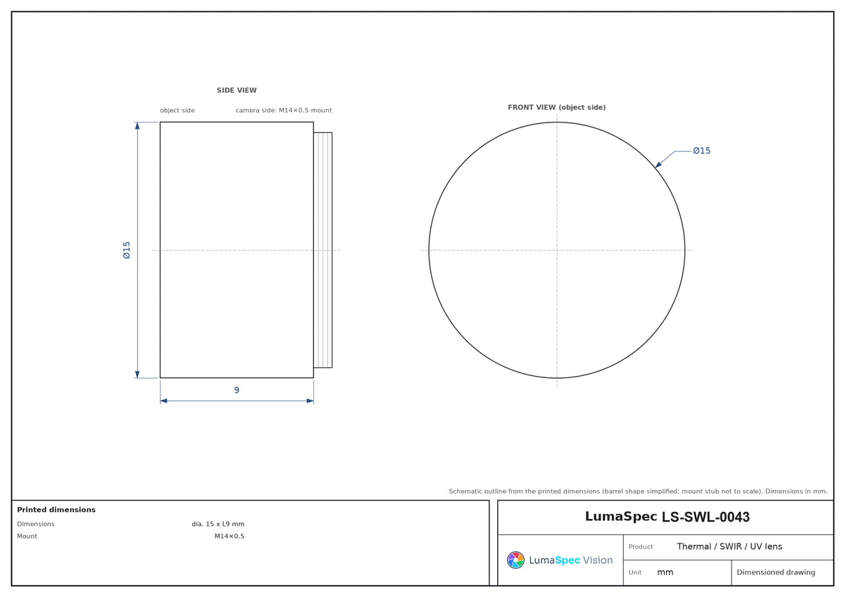 LS-SWL-0043 dimensions (mm)