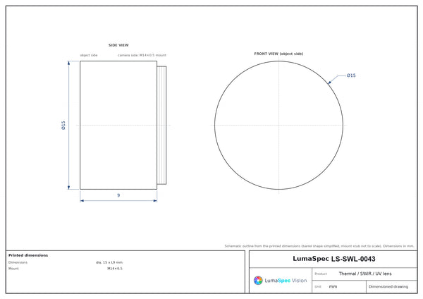 3.5 mm, F1 LWIR thermal lens