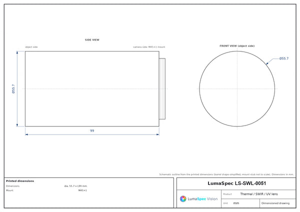 14 mm, F1, M45x1-mount LWIR thermal lens