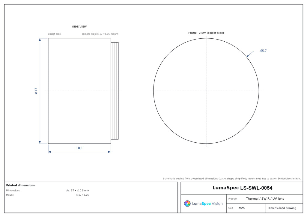 LS-SWL-0054 dimensions (mm)