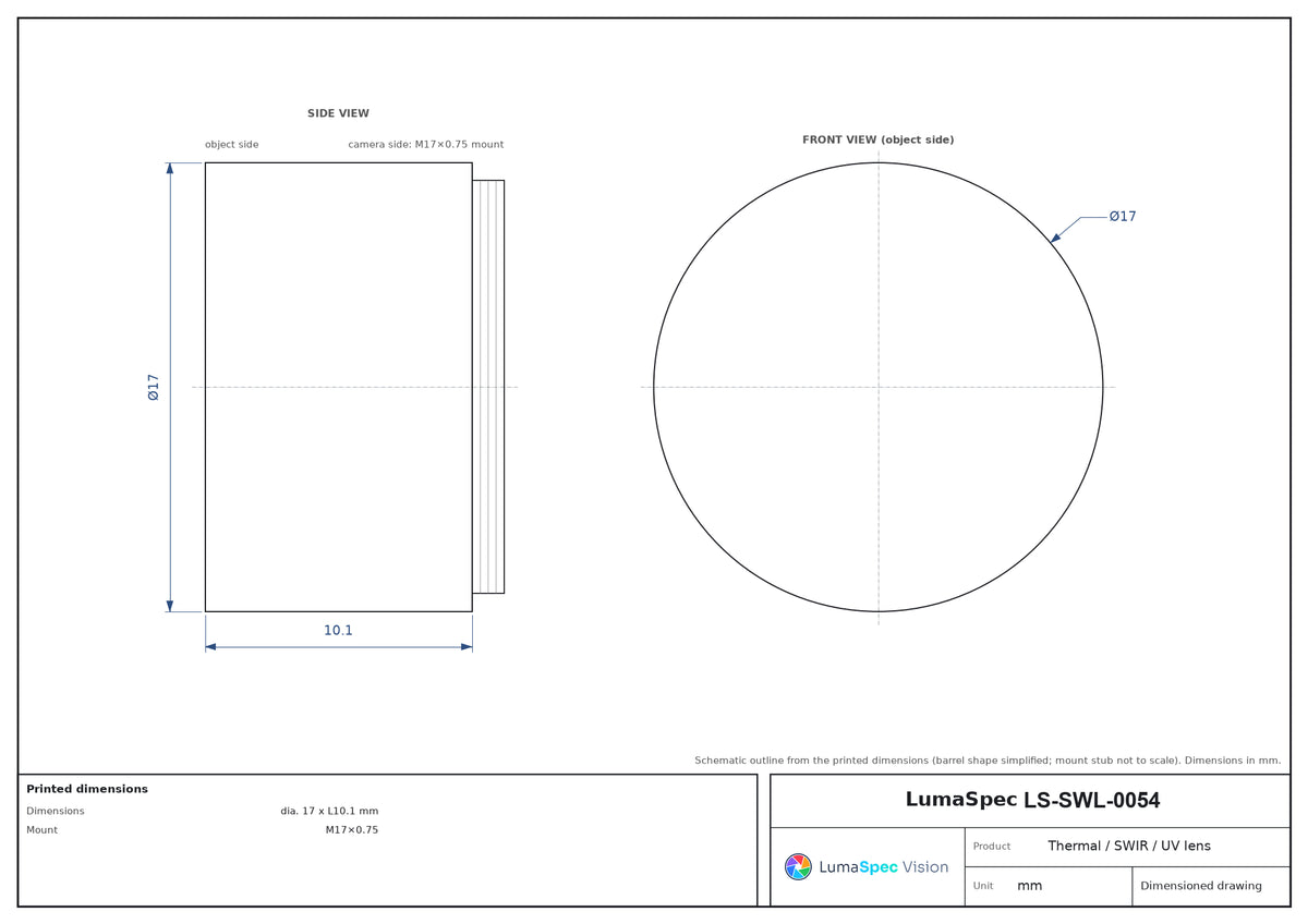LS-SWL-0054 dimensions (mm)