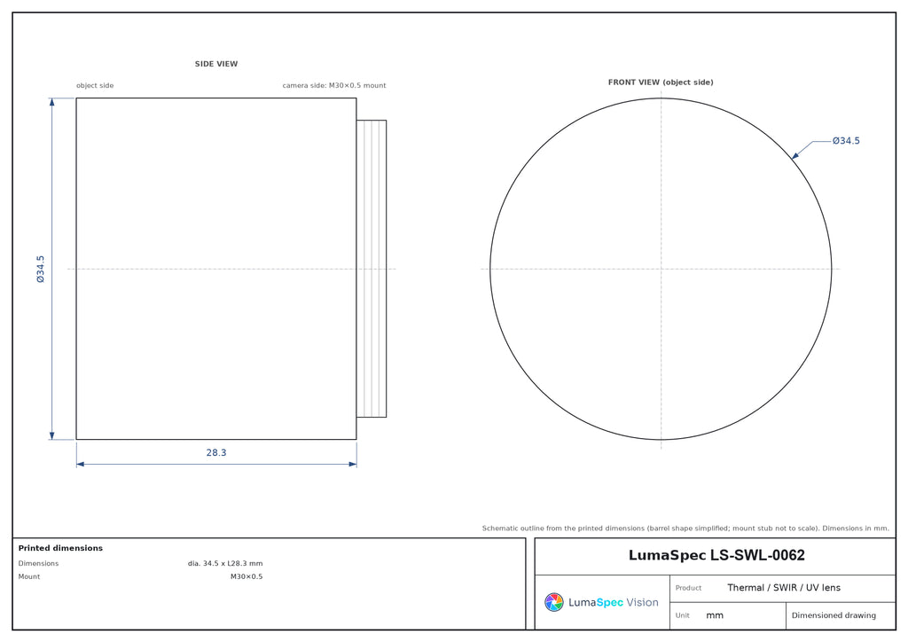 LS-SWL-0062 dimensions (mm)