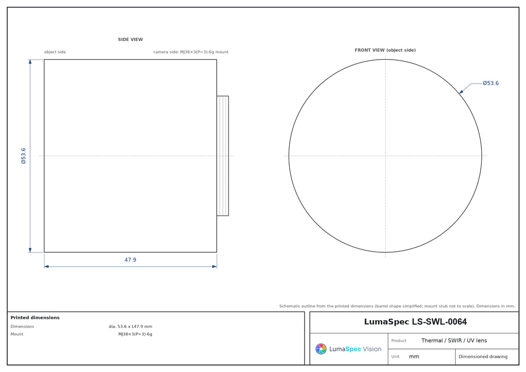 LS-SWL-0064 dimensions (mm)