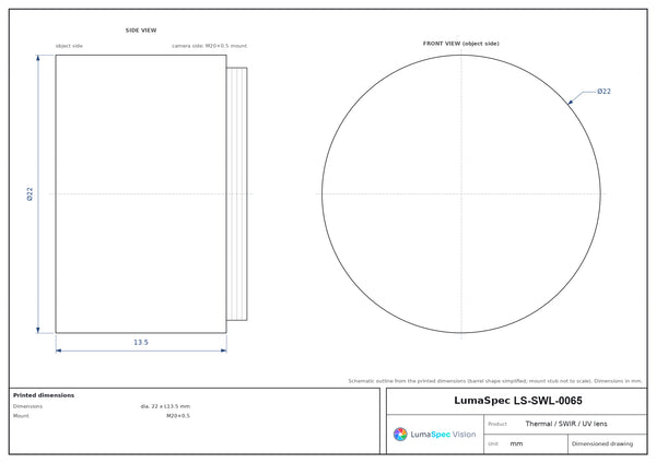 6.8 mm, F1 LWIR thermal lens